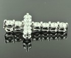 14k Solid White gold Natural Diamond Cross pendant 2.85 ct shared prong huge  — photo 6