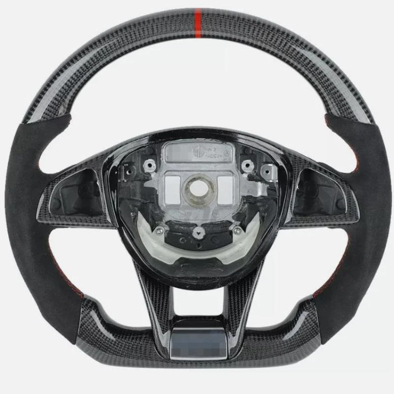 Volante de fibra de carbono para Mercedes-Benz SLC43 CLA45 GLE43 SL63 AMG Foto 3 de 4
