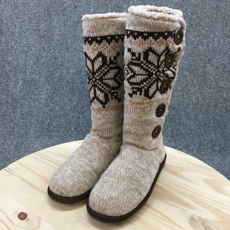Mukluks Sweater Boots Womens 11 Calf High Winter Casual Brown Knitted Fabric - Image 3 of 4