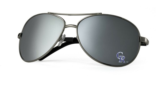 MLB Licensed Silver Mirrored Team Logo Aviator Sunglasses - Picture 9 of 24
