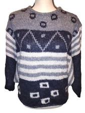 Vintage 1980s Eddie Dassin Los Angeles Small Wool Cropped Sweater Kimono Grey .