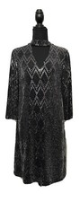 NWT Eliza J Black/Silver Holographic Choker Neckline Dress Sz 10