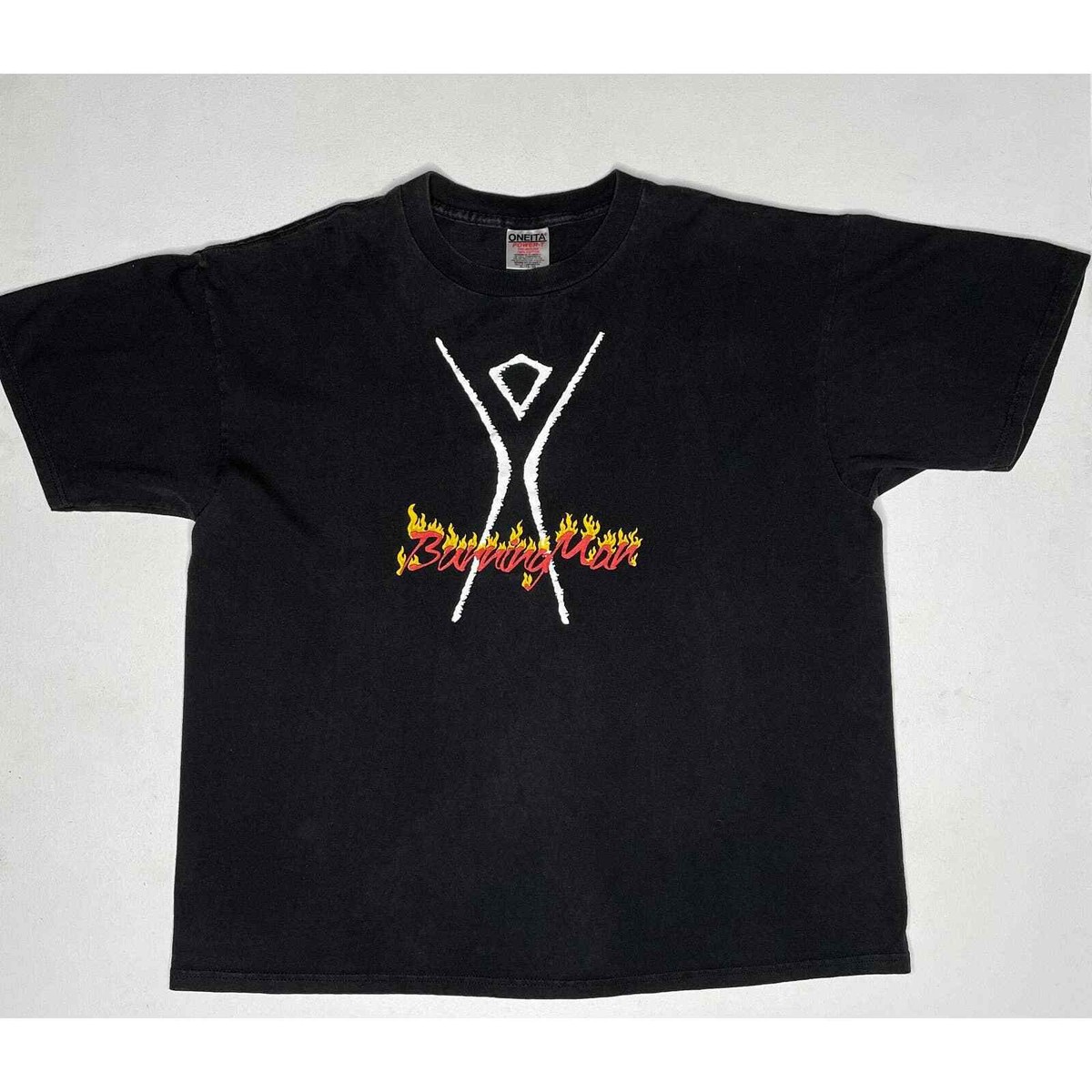 1990's Vintage Official Burning Man T Shirt Black Rock Desert XL