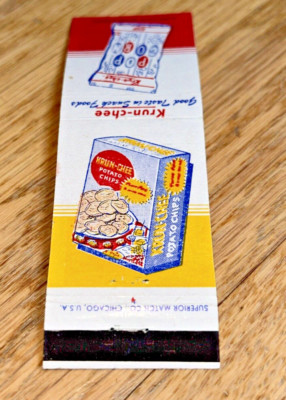 Vintage Matchbook Cover KRUN-CHEE POTATO CHIPS / POP  CORN