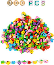 300PCS Assorted Mini Novelty Pencil Erasers for Kids,Fun Cute Bulk Fruit Animals