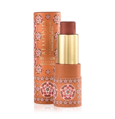 SpaCeylon Ayurveda Almond Tinted *Lip Balm   Tamarind SPF 15+ 100% Natural Color