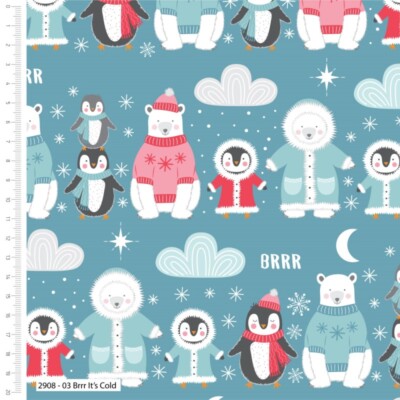 100% Baumwollstoff Weihnachten Polar Pals Brr It's Cold