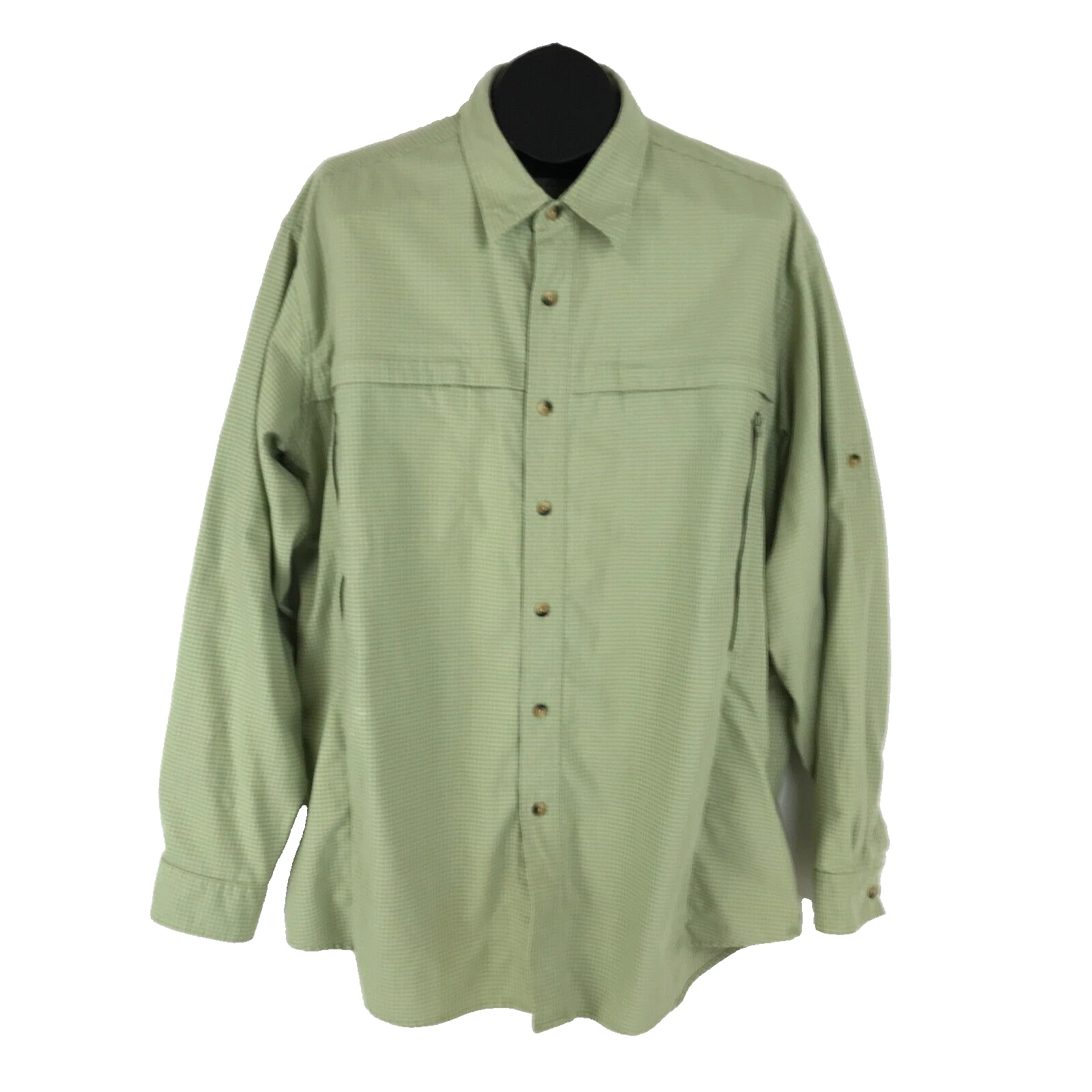 L.L. Bean Button Up Shirt Men's XL Outdoor Long Sleeve Breathable Casual Green