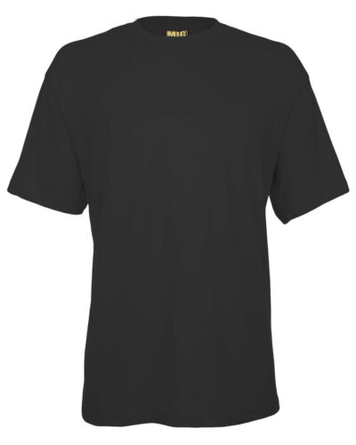 Mens Black Work Plain Cotton Short Sleeve T Shirt By MIG Size S to 4XL - Picture 10 of 23