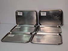 Lot of 6 Stainless Steel Instrument Trays: Vollrath, Polar Ware, more 10"x13.5"