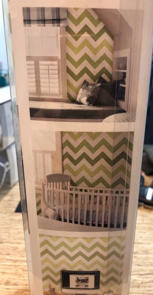 1 РУЛОН - Wallpops современный шеврон зигзаг зеленый белый пилинг и палочка - Изображение 2 из 4