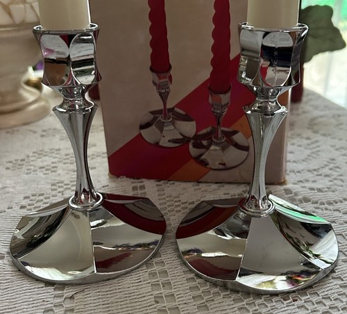 Vintage Irvinware Chromeware Candleholders 2180 New In Original Box - Picture 9 of 16