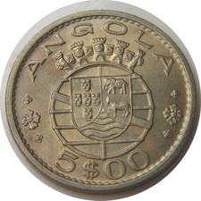 elfj Angola Portugiesisch 5 Escudos 1972 Elefant Zebra