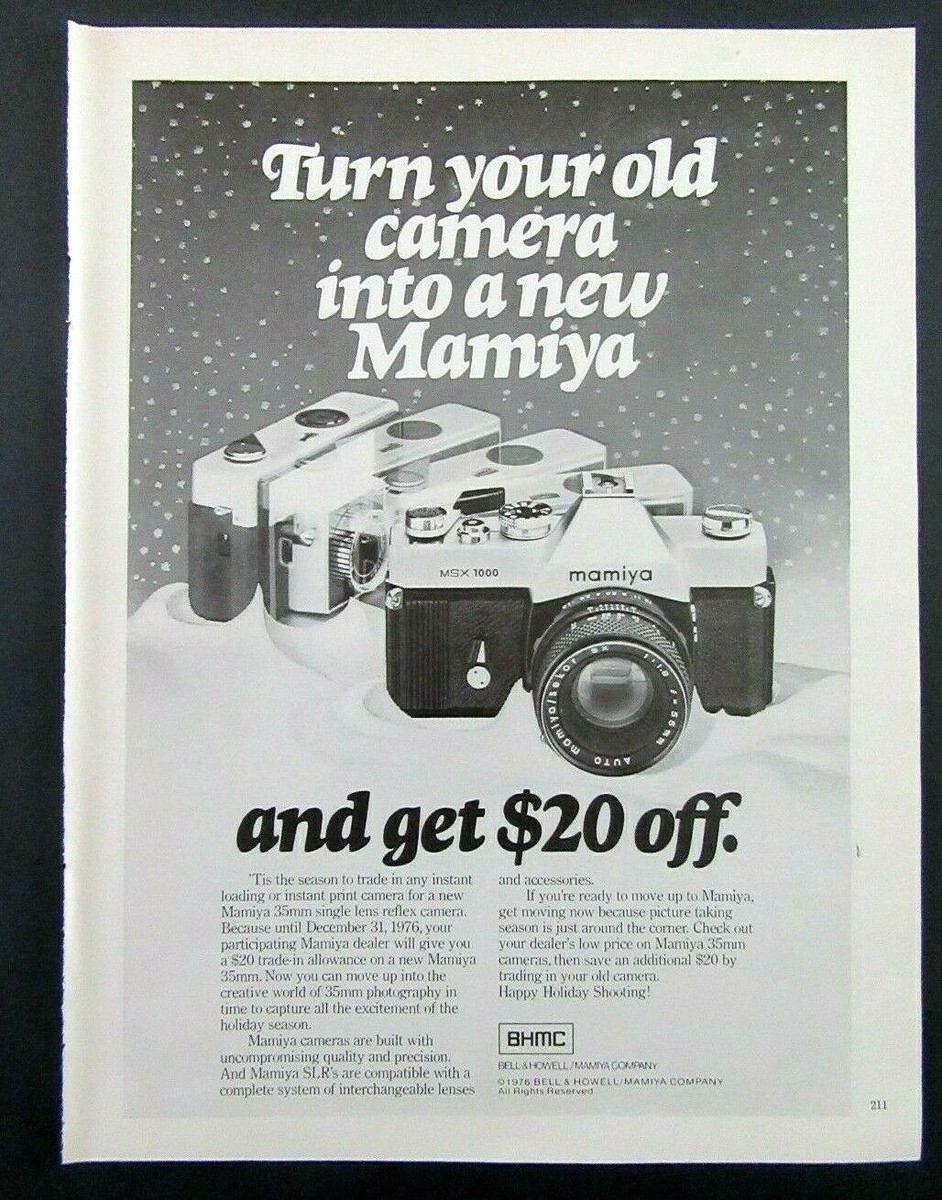 1976 BELL &amp; HOWELL/ MAMIYA 35mm Camera Magazine Ad - Get $20 Off 