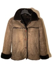 Vtg Elements By Vakko Spanish Lamb Shearling Jacket-brown-womens Size S