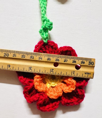 COLLAR ENVOLTURA BUFANDA DE CROCHET 7 FLORES HOJAS - Hecho a mano en EE. UU. - OTOÑO Rojo Naranja - Imagen 5 de 7