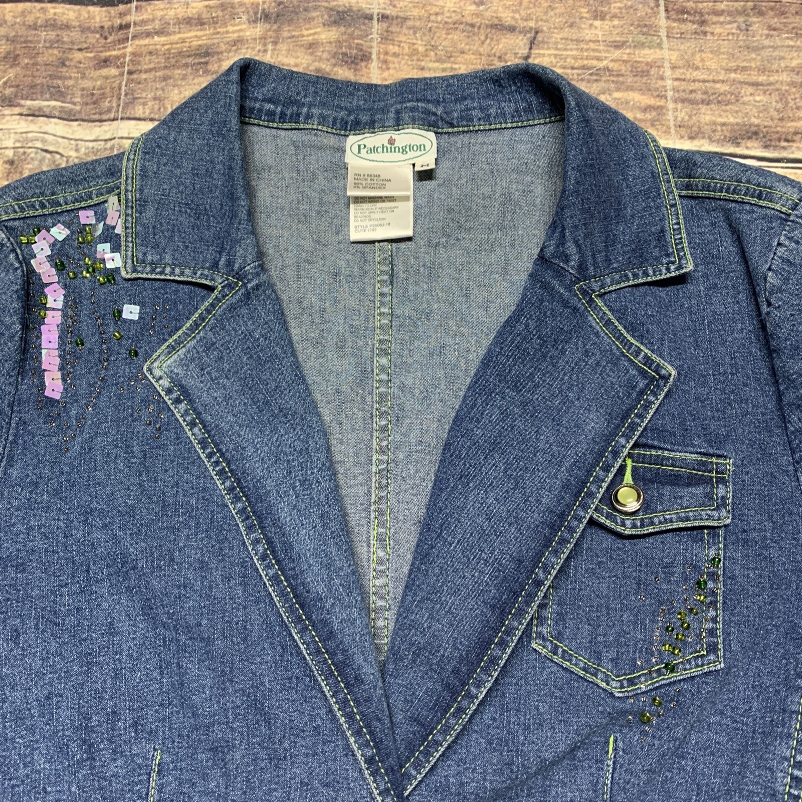 Patchington Denim Jacket Light Weight Gemmed Butt… - image 7