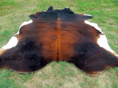 MAKE OFFER !! LARGE mahogany BROWN Cowhide Rug natural Cowhides Cow Hide Skin em