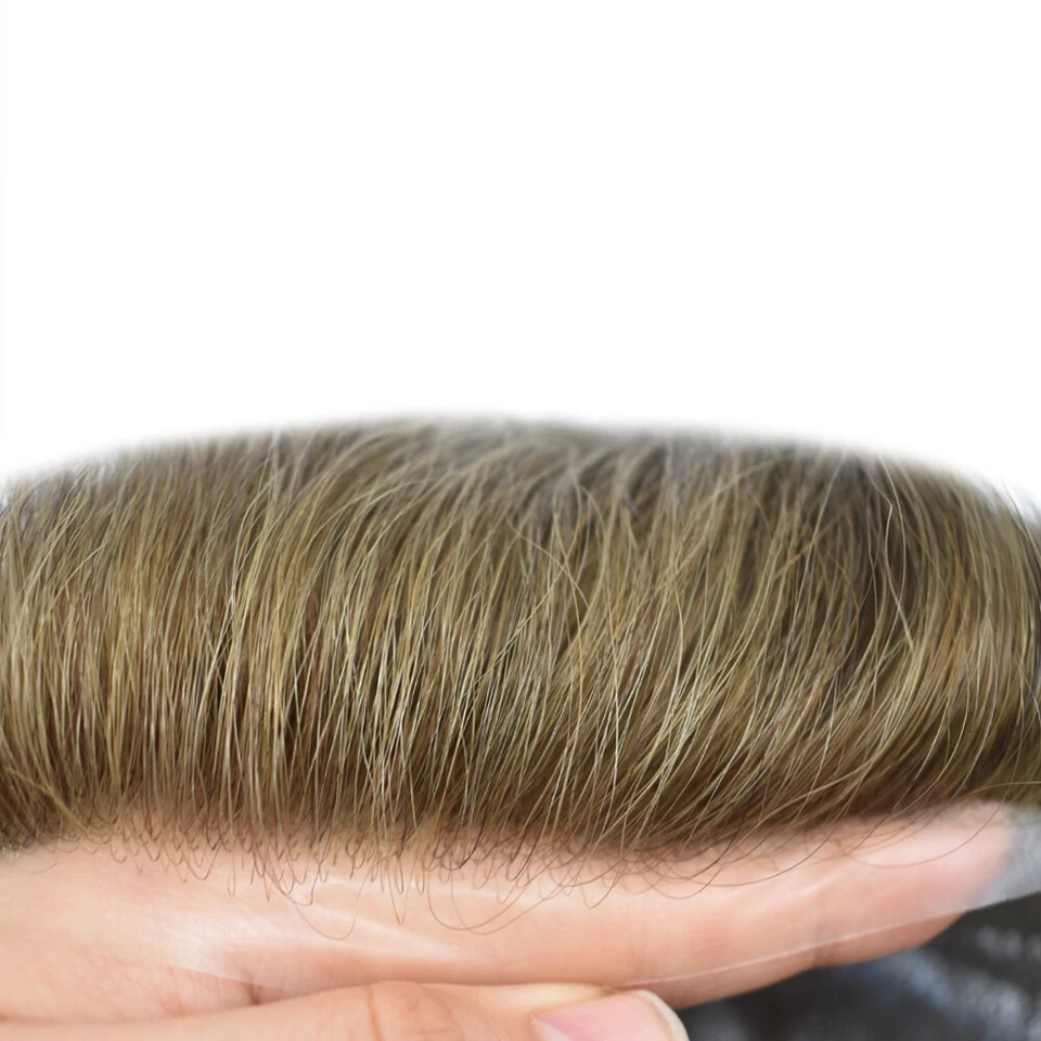 Ultra Thin Skin Mens Toupee Hairpiece Invisible Poly PU Hair Replacement Systems - Image 2 of 4