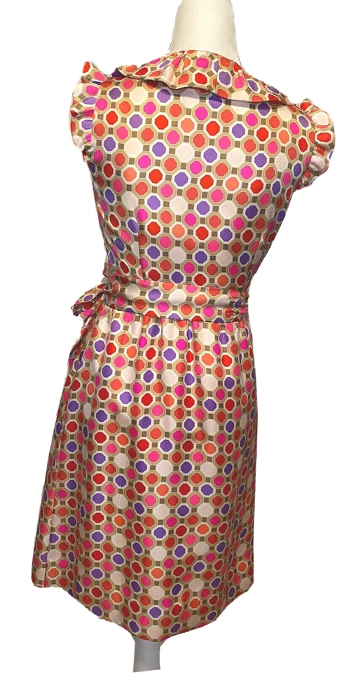 VESTIDO ENVOLVENTE FLORENCE BROADHURST PARA KATE SPADE Talla 2 Aubrey SEDA CON VOLANTES $438 Foto 3 de 4