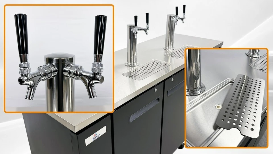 Nuevo barril dispensador de cerveza comercial 72" Kegerator 2 torres 4 grifos NSF Foto 2 de 4