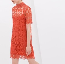 NWT Zara crochet orange Lace dress