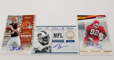 Lot of 3 2012 Panini Auto Rookies Brandon Weeden, Dontari Poe, T. J. Graham