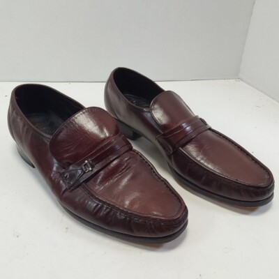 Florsheim Imperial 10.5 D Brown Leather Cap Toe Buckle Loafers Made in Italy 1980s Florsheim Imperial Men main image 3