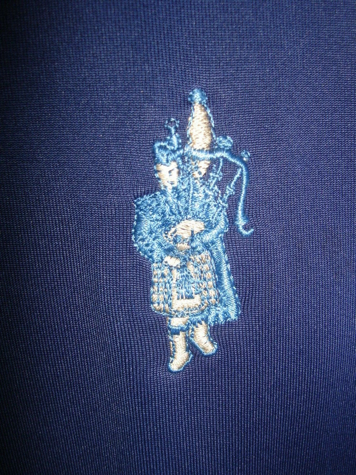 CAMISA POLO DONALD ROSS AZUL SÓLIDO 100% POLIÉSTER S/S TALLA XL "PRESTWICK C.C." LOGOTIPO Foto 2 de 4