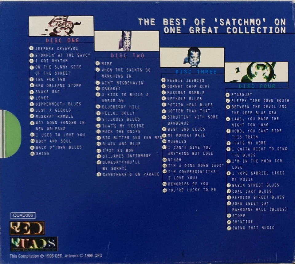 Louis Armstrong-The Legendary Louis Armstrong 4CD Box Set 1996 QUAD006 - Image 2 of 2