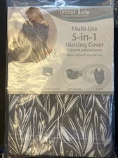 Trend Lab Multi-Use 5-in-1 Scarf Nursing Cover Baby Gray/White 28x32" NEW