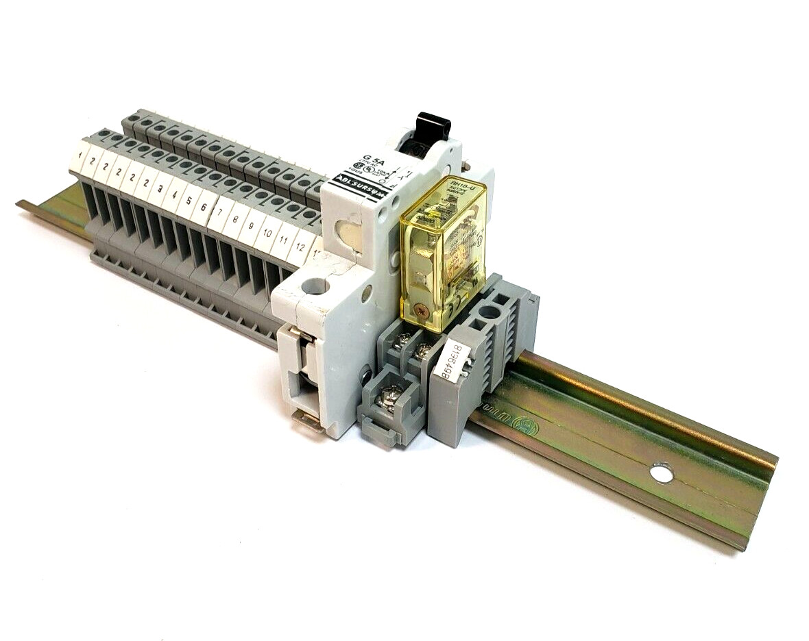 Din Rail - Terminal Blocks, Breaker, & Relay Assembly