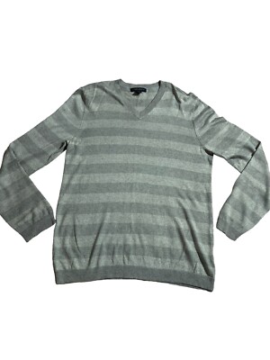 Banana Republic Sweater Mens Medium Gray Blend Silk Cashmere Preppy Casual 