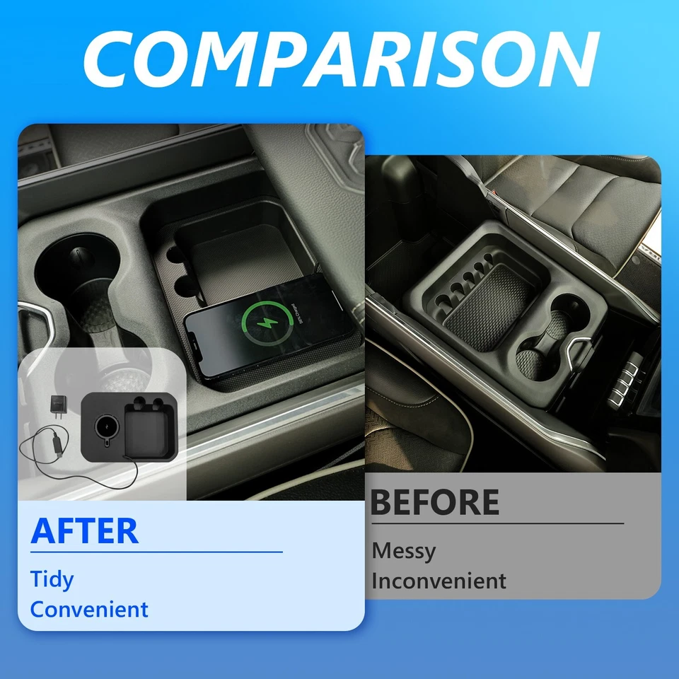 For 2019-25 Dodge Ram 1500 2500 Magnetic Car Wireless Charger Car Charging Tray Foto 3 de 4