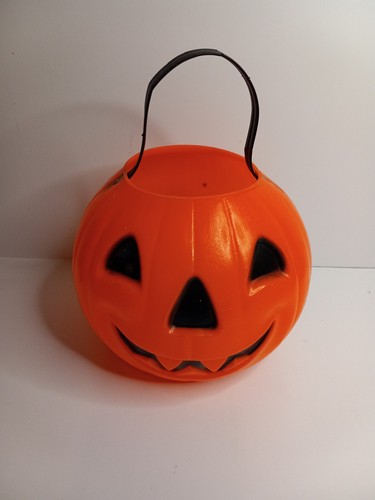 Vtg 1980 Carolina Enterprises Jack-O-Lantern Pumpkin 6" Trick-or-Treat Bucket