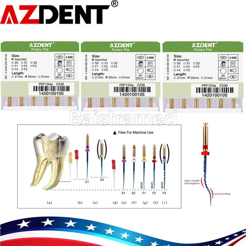 Dental Endo Rotary Files X-Pro Gold Taper NITI Endodontic Root Files 25mm SX-F3 - Picture 2 of 18