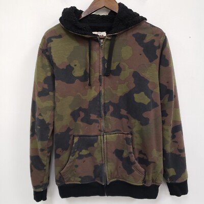 トップス y2k camouflage fur Parker Y2K Ecko Unltd Men Puffer Jacket Hooded Fur Gray Camo Full