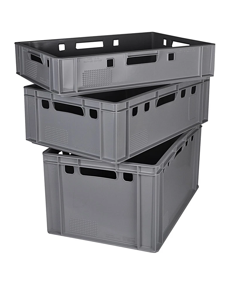 Eurofleischkiste grau E1 E2 E3 HDPE Euro Fleischkiste Fleischkisten Stapelkiste