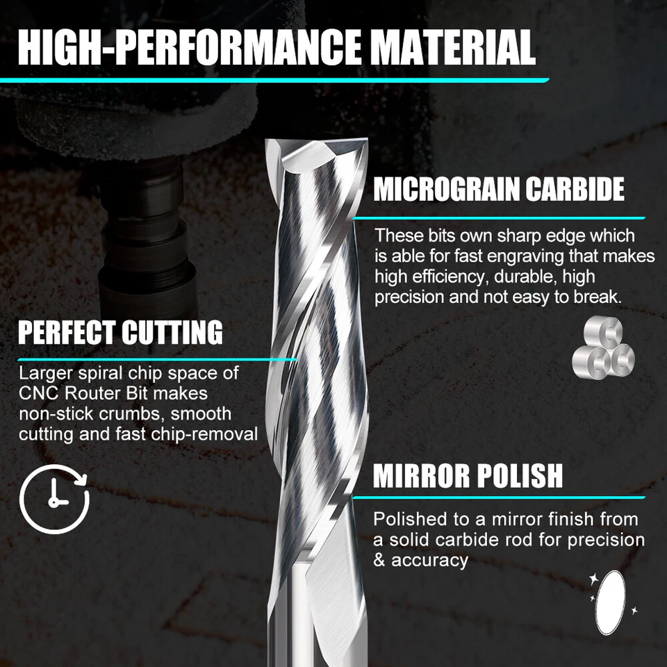 Spiralnutfräser 6mm Schaft CNC Fräser VHM Schaftfräser Nutfräser Holzfräser - Bild 3 von 4