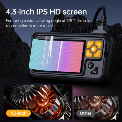 1080P HD Industrial Endoscope Borescope LCD 4.3inch 8mm Inspection Snake Camera