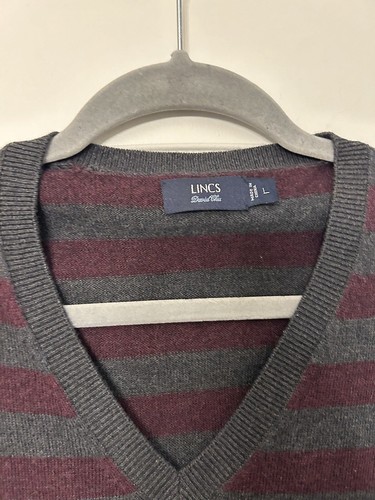 Lincs By David Chu Vest Sweater Sz Large Cotton Cashmere Striped - Picture 2 of 3