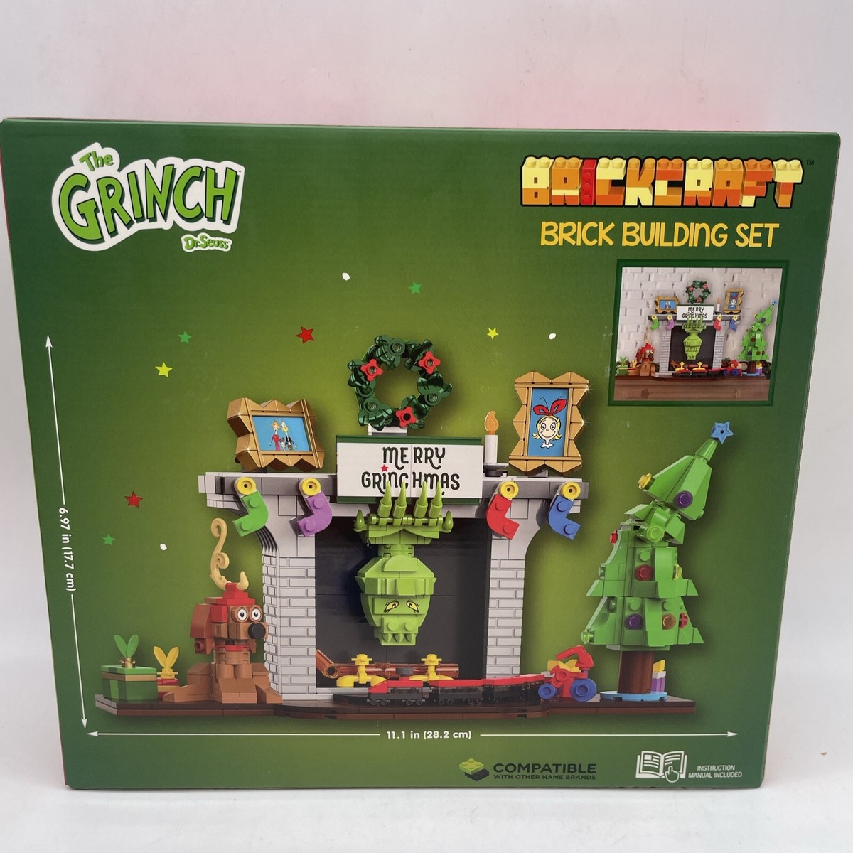 The Grinch In Fireplace Building Block Set- Includes Accessories
