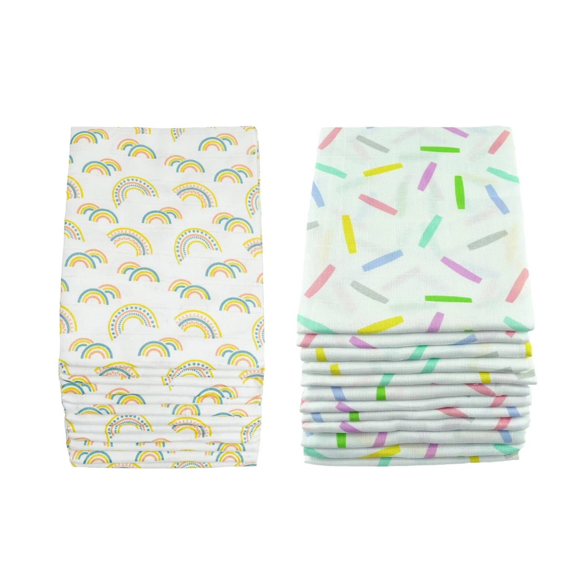 MuslinZ 12PK Baby Muslin Squares 70cms 100 Pure Soft Cotton Confetti Rainbow