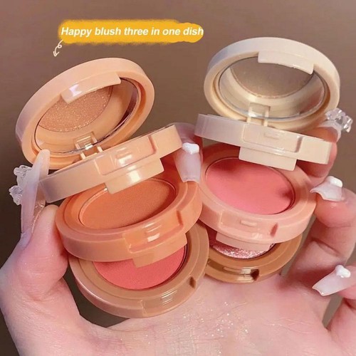 Palette 3 in 1 Evidenziatore Polvere Blush Opaco Ombretto Mak Viso GXJ C7N7 HOT - Foto 7 di 18