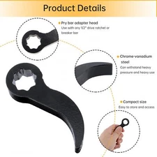 Bull Horn Style Pry Bar Wrench Adapter Cr - V Steel Thickened Type Crowbar Adapt