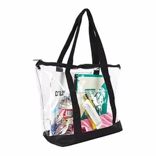 DALIX Clear Shopping Bag Security Work Tote Shoulder Bag Womens Handbag in Black