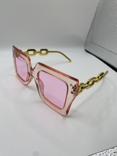 Pink and Gold Chain Women s Sunglasses Fashion Eyewear