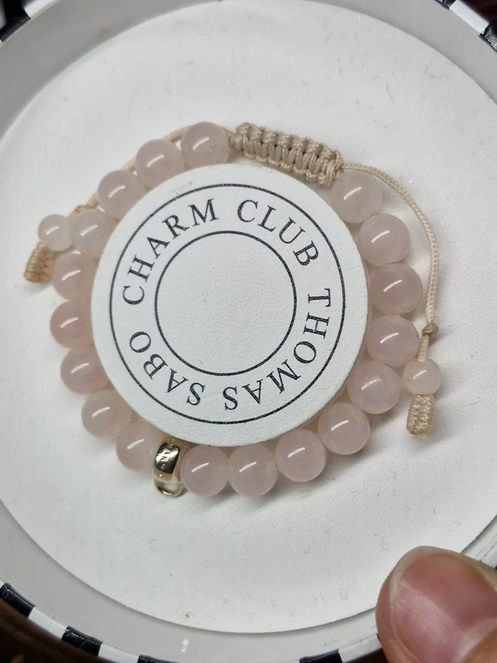 Thomas Sabo ajustável quartzo rosa, pulseira de berloque prata 925, berloque e bolsa de presente - Imagem 3 de 4