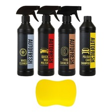 AutoFresh Car Cleaner Set Exterior 5-Piece - Shampoo Wax Rims & Spons Auto
