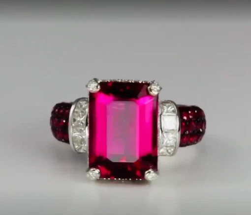 Anillo fino clásico rosa real con circonita cúbica blanca en plata argentina 935 para mujer Foto 2 de 4